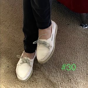 ✅SOLD✅Sperry Top-Sider Salt Washed Ivory Canvas Boat Shoes Sz 7.5